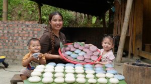 Как приготовить гигантские бань чунг и бань гай вместе с детьми, чтобы продать их на рынке.