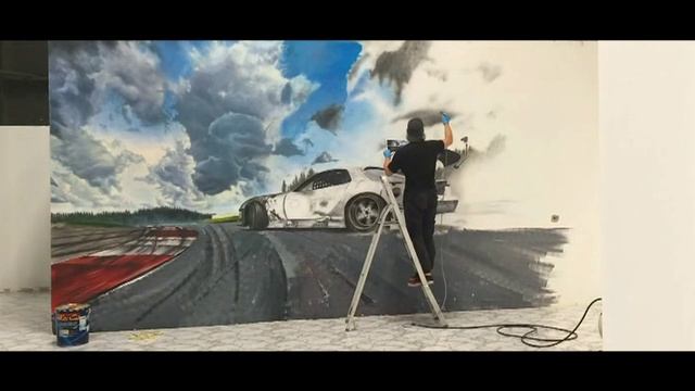 Роспись стены в автосервисе Дубая смотреть онлайн