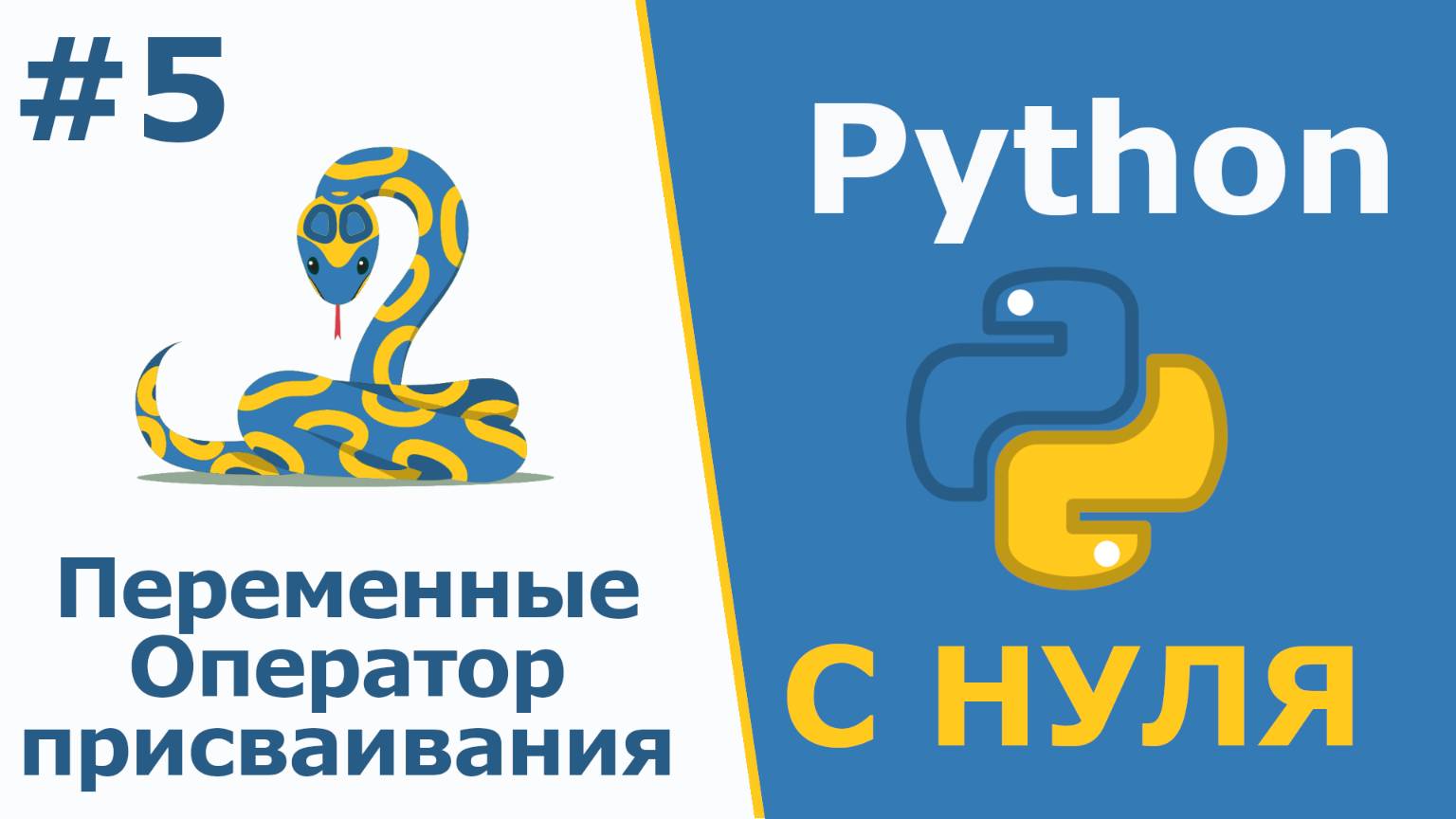 Python с Нуля | Переменные. Оператор присваивания смотреть онлайн