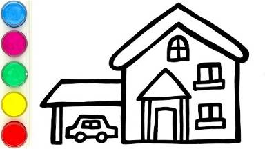 Рисуем и раскрашиваем дом с машиной сами. Детям и начинающим смотреть онлайн