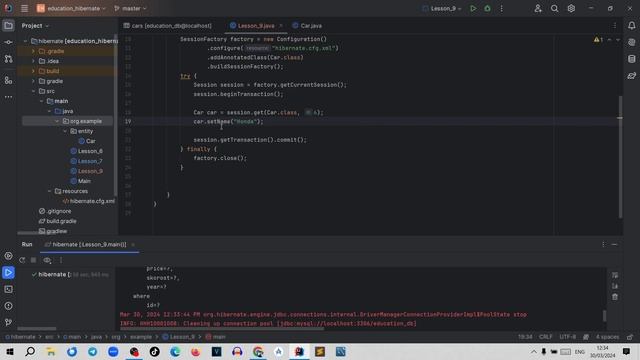 Hibernate. Урок 009. Обновляем данные в базе данных.
