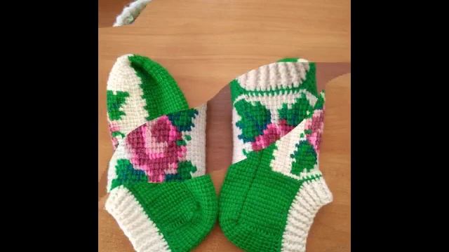 Тапочки следки тунисское вязание связала мама смотреть онлайн