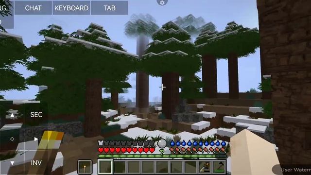 первый снег в сосновом в лесу в Майнкрафте