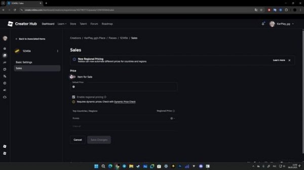 Как создать game pass в Roblox с компьютера 2025