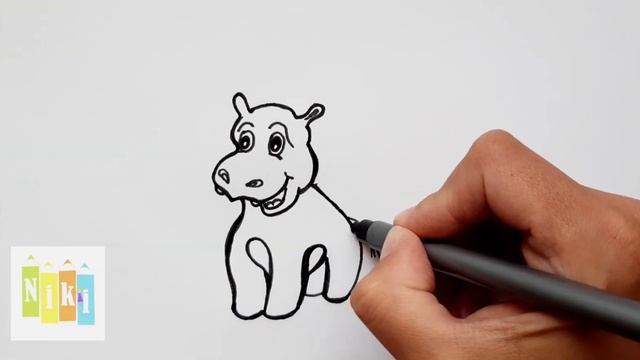 Як намалювати Гіпопотама / Творчі уроки для дітей / How to draw a Hippo / Creative lessons for Kids смотреть онлайн