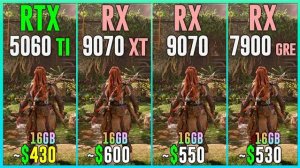RTX 5060 TI 16GB vs RX 9070 XT vs RX 9070 vs RX 7900 GRE - Test in 20 Games