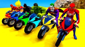 Мультики про Цветные Мотоциклы и Автобус для Детей Человек Паук и Супергерои Учим Цвета для Детей