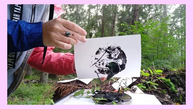 ДИАТИПИЯ акрилом, техника ДИАТИПИИ, штампы из природных материалов, прогулка по лесу