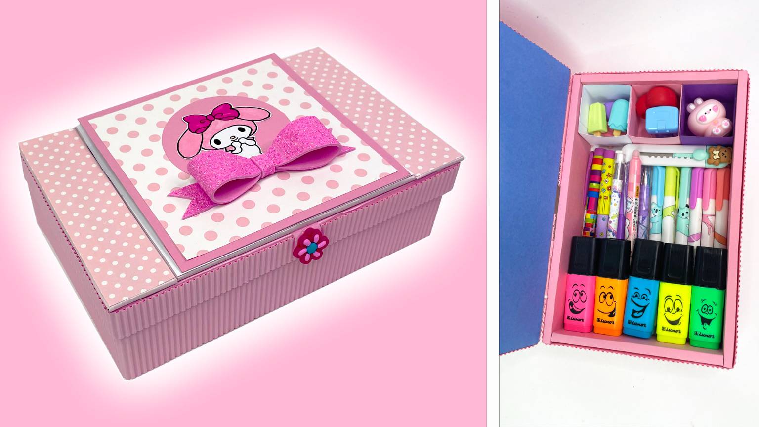 Своими руками 🙌 Как сделать милый картонный пенал для хранения канцелярии