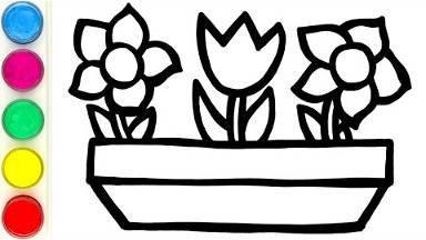 Рисуем и раскрашиваем цветы в горшке своими руками. Малышам и начинающим смотреть онлайн