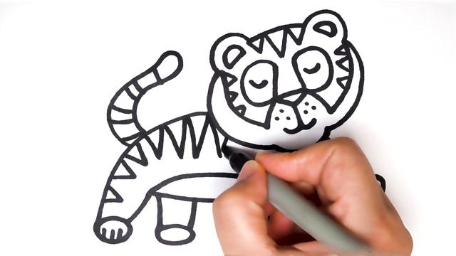 Coloring and Drawing Tiger Рисунок Тигра Yo'lbars chizish смотреть онлайн