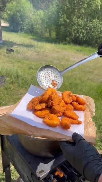 Хрустящие КРЕВЕТКИ «ПАНКО» в КАЗАНЕ на КОСТРЕ | CRISPY SHRIM смотреть онлайн
