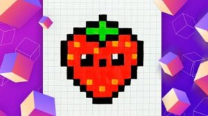 Клубника по клеткам _ Как рисовать клубнику по клеточкам _ Рисунки в тетрадке