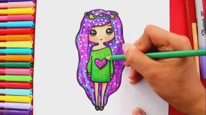 Как нарисовать девочку с фиолетовыми волосами легко и просто