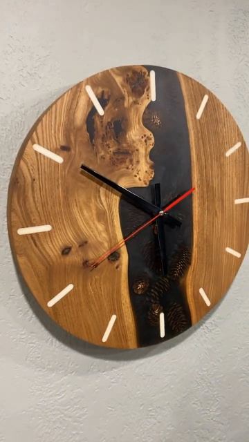 Часы настенные из дерева с заливкой из эпоксидной смо? смотреть онлайн