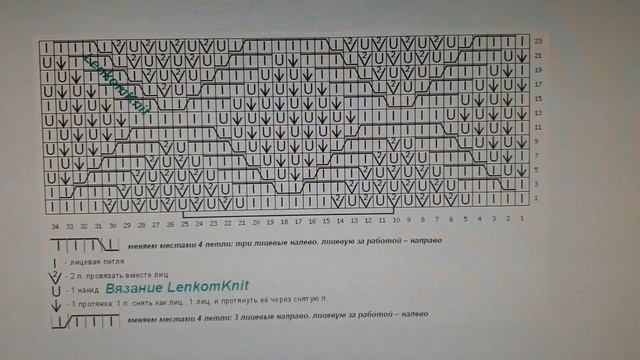 Схема узора Сетка в ромбах, облегченный вариант смотреть онлайн