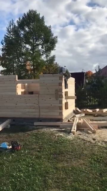 Продолжаем строить баню. 6*4 в теплый угол #building #дом #woodw смотреть онлайн