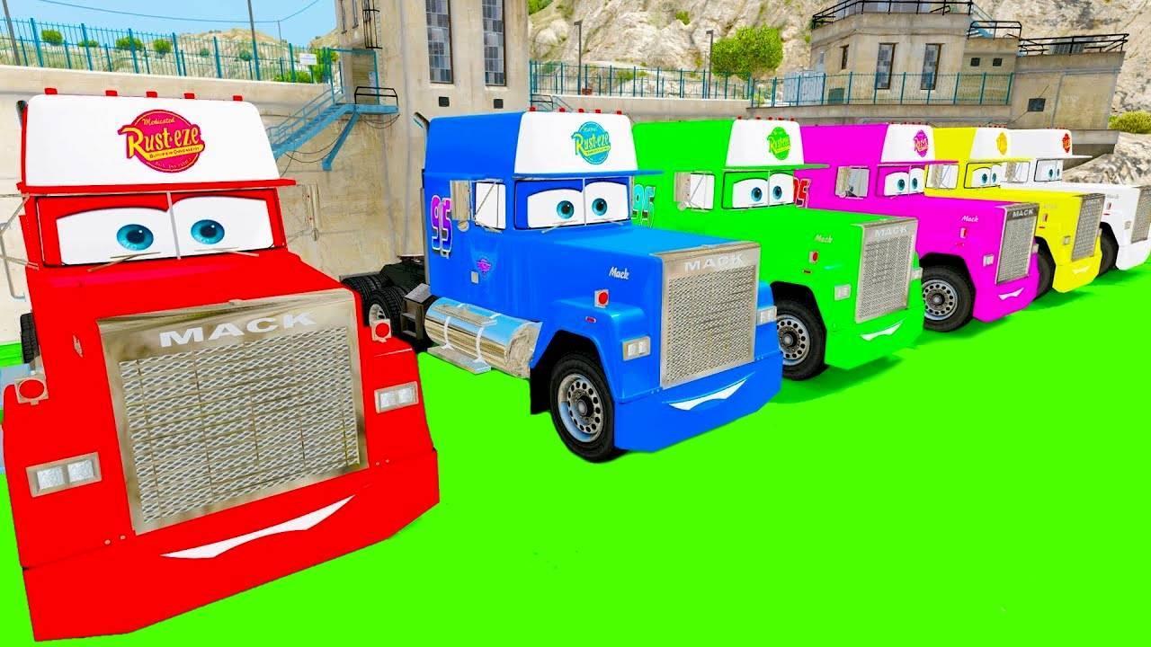 Мультики про Цветные Машинки для детей Тачки Мак Грузовик и друзья Парковка Гараж Мультик для детей