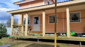 ПОСТРОЕНИЕ БОЛЬШОЙ ВЕРАНДЫ 9м на 3м. Установка перил.