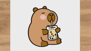 Как нарисовать капибару пьющую сок