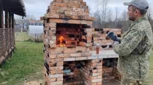 Мангал на даче из старого кирпича #мангал #кирпич #дача