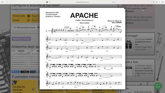 APACHE (Апачи)(Тени)дискотека кумбия: минус Ноты ДО си-бем?