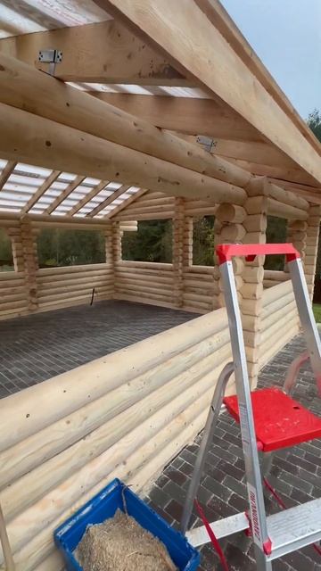 Строительство беседки из оцилиндрованного бревна 20 д? смотреть онлайн