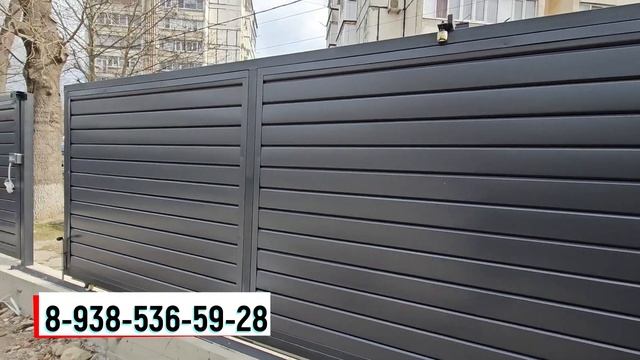 Забор из сайдинга металлического цвет графит, откатн? смотреть онлайн