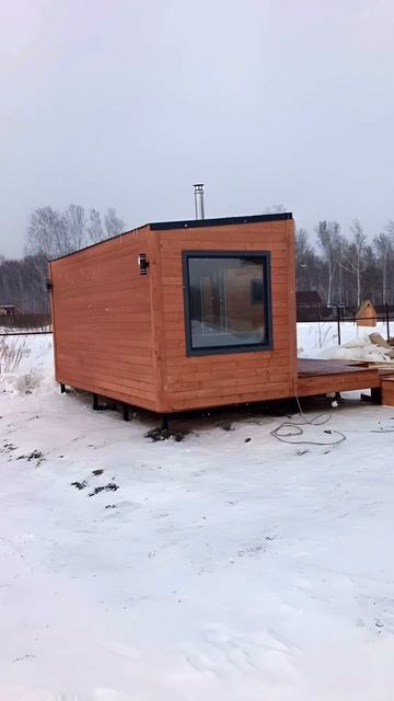 Г-образная модульная баня с террасой 🔥 смотреть онлайн