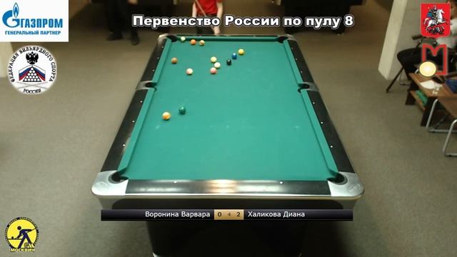 Воронина.В (Voronina.V) vs Халикова.Д (Halikova.D) Juniors Championship Russia 8-ball 2019 смотреть онлайн