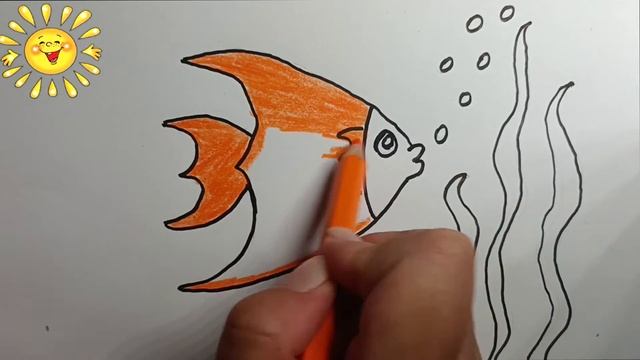 Як намалювати простий малюнок РИБКА В МОРІ для дітей/Easy drawing for kids/FISH IN THE SEA смотреть онлайн