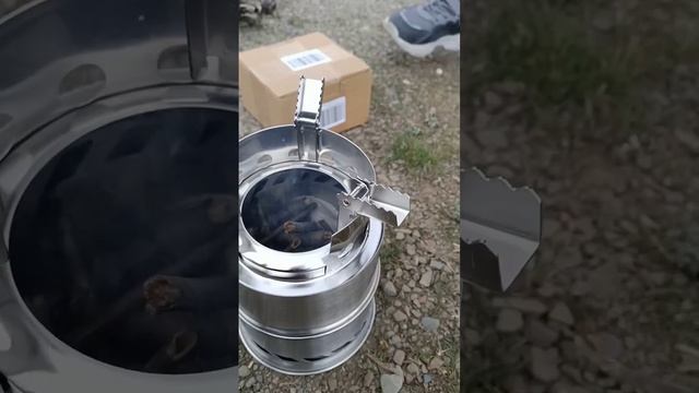 Печка щепочница первая проба