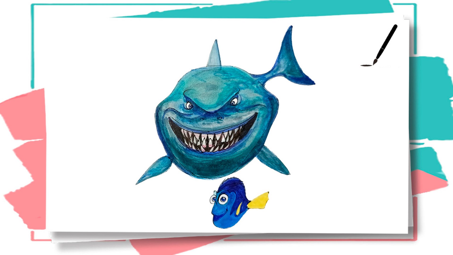 Рисуем Акулу и рыбку Дори из мультика В поисках НЕМО / How to draw a Shark смотреть онлайн