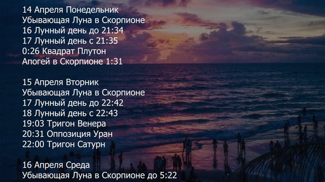Лунный Календарь на Апрель 2025 года смотреть онлайн