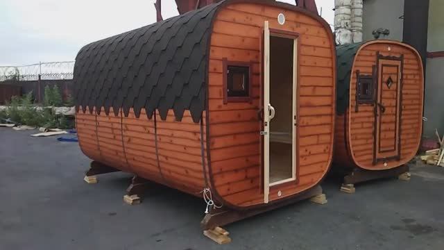Баня-бочка "Малютка" квадро 2,4х4 метра! смотреть онлайн