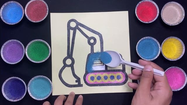 Colored Sand Painting excavator Экскаватор с цветным песком смотреть онлайн