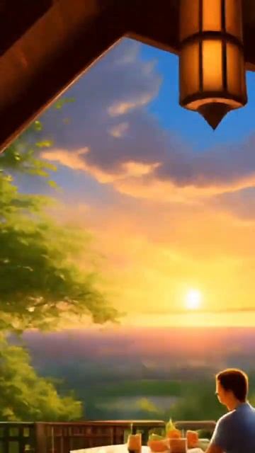 Завтрак на даче, на веранде с видом на вишневый цветущ? смотреть онлайн