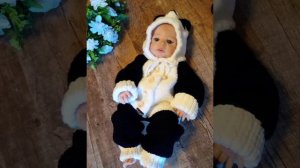 Вязаные комбинезон для новорожденного в виде "Панды"