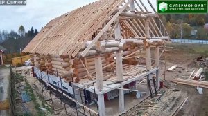 🔥Дом из бревна на уклоне с цокольным этажом | Супермо?