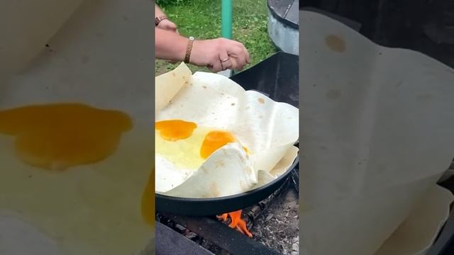 #яичница #сыр #сковорода #мангал