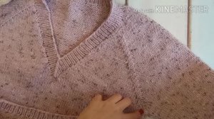 Джемпер (пуловер) спицами с V-образной горловиной. Рукава.