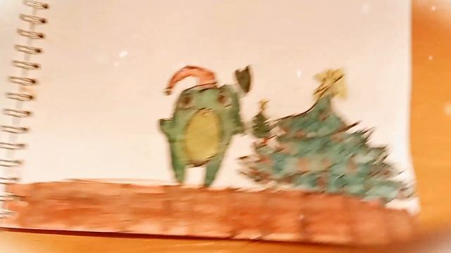 нарисовала Помни и новогоднюю лягушку❄️🧨❤️🎅🩵#творчество #рисуноккрасками #новыйгод