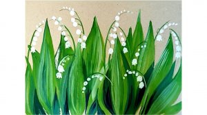 Как просто нарисовать ландыши гуашью используя ватные палочки.