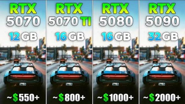 RTX 5070 vs RTX 5070 Ti vs RTX 5080 vs RTX 5090 - Test in 10 Games