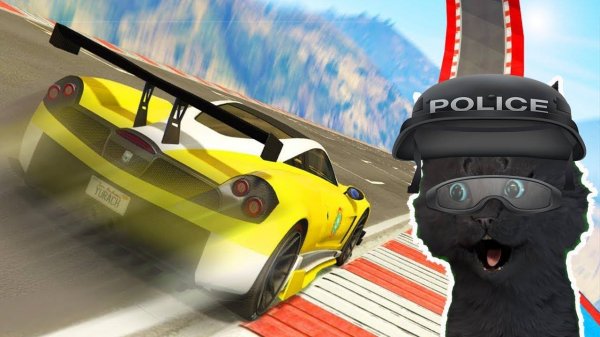 ПОЛЕТ С ТРАМПЛИНА НА АВТО ТРЮКИ С ГОВОРЯЩИМ СУПЕР КОТОМ ( ИГРА для ДЕТЕЙ ) ИГРА НА АНДРОИД #146