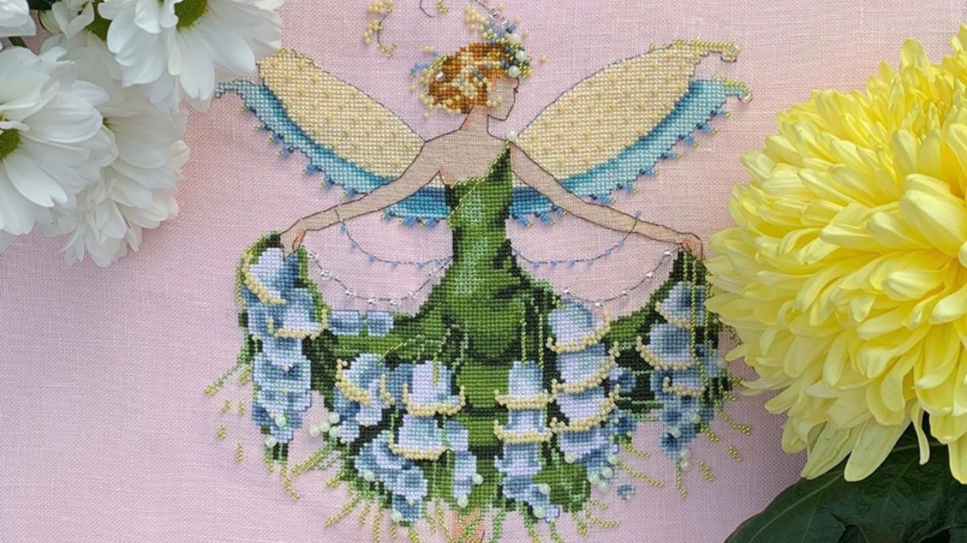 Вышивка крестом/ Фея Ландышей « Lily of the Valley» by Nora Corbett : процесс, готовая работа.2019 смотреть онлайн