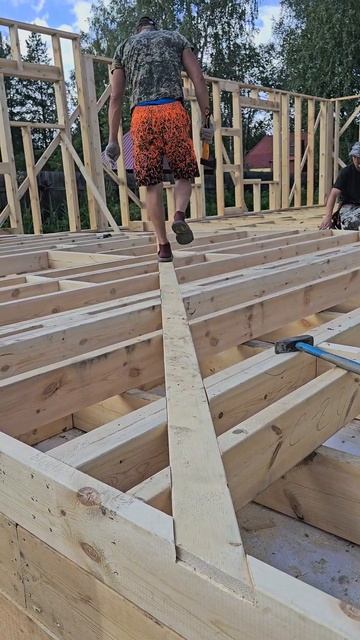 Врезка укосины в большую стену #стройка #строительств? смотреть онлайн