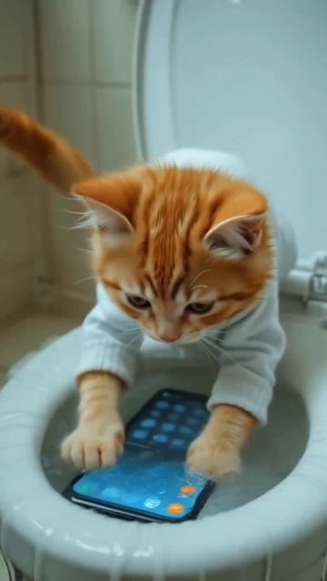 КОТ-ДИВЕРСАНТ! Уронил мой телефон в унитаз 😱🐱 смотреть онлайн