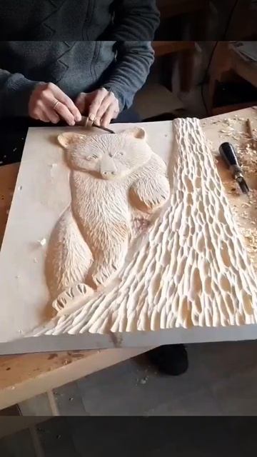 Резное панно Медвежонок своими руками Ручная резьба п смотреть онлайн