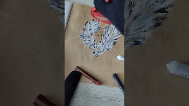 Красная шляпа. Мех. Набросок пастелью масляной. смотреть онлайн